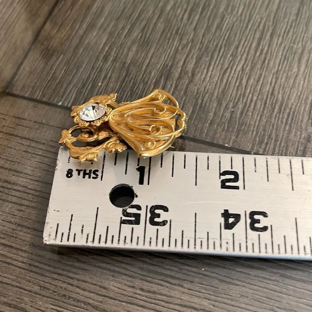 Vintage “Jane” Davis 1998 AOL Art Deco Divine Symbol Brooch Crystal Accent Angel